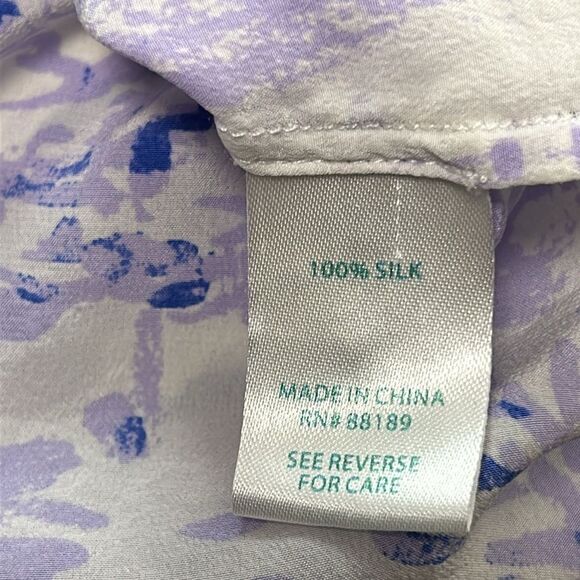 Lilly Pulitzer Elsa Lilac Verbena Rock The Dock Blouse Top Silk Size XL *flaw - Picture 6 of 9